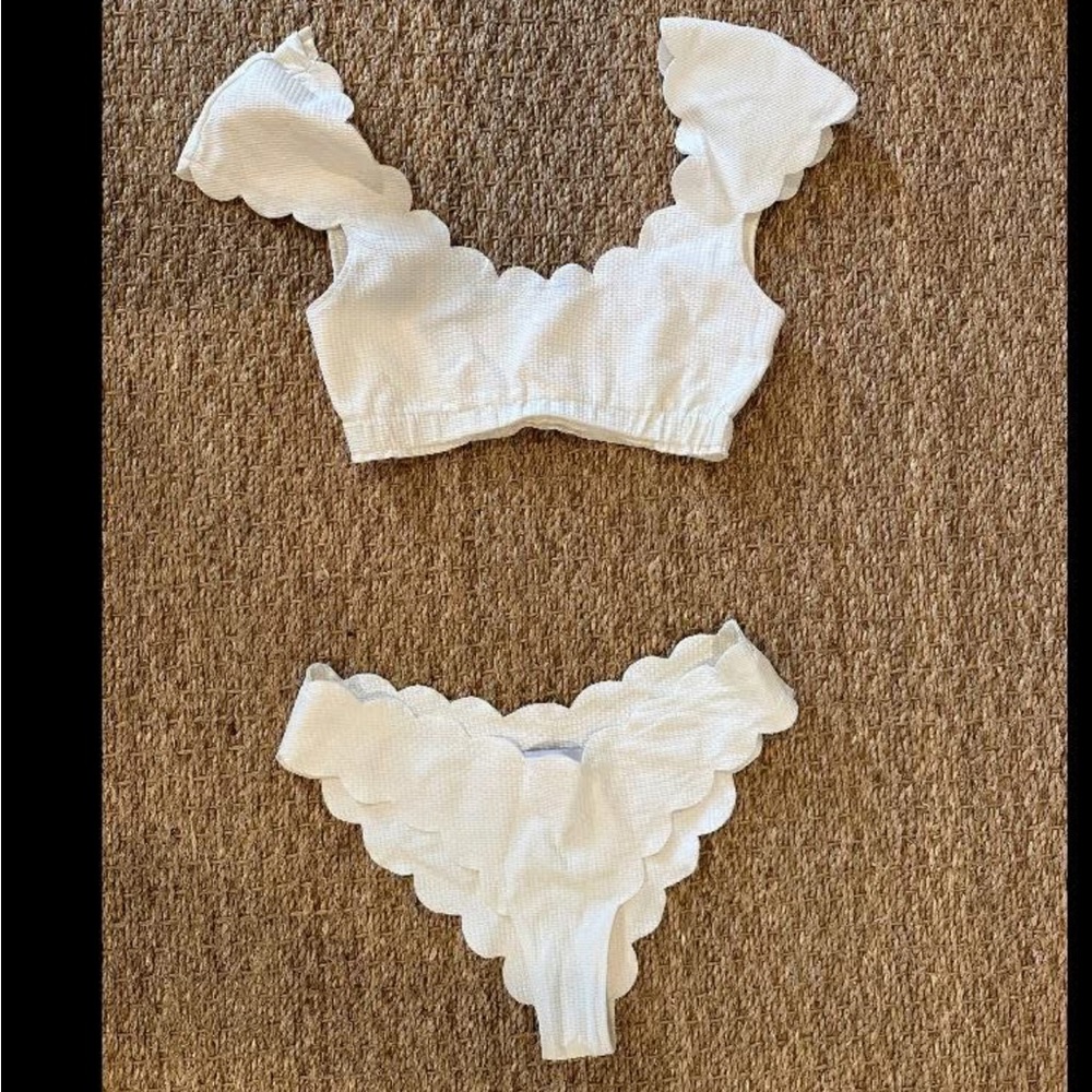 Marysia Swim White Scalloped Bikini
